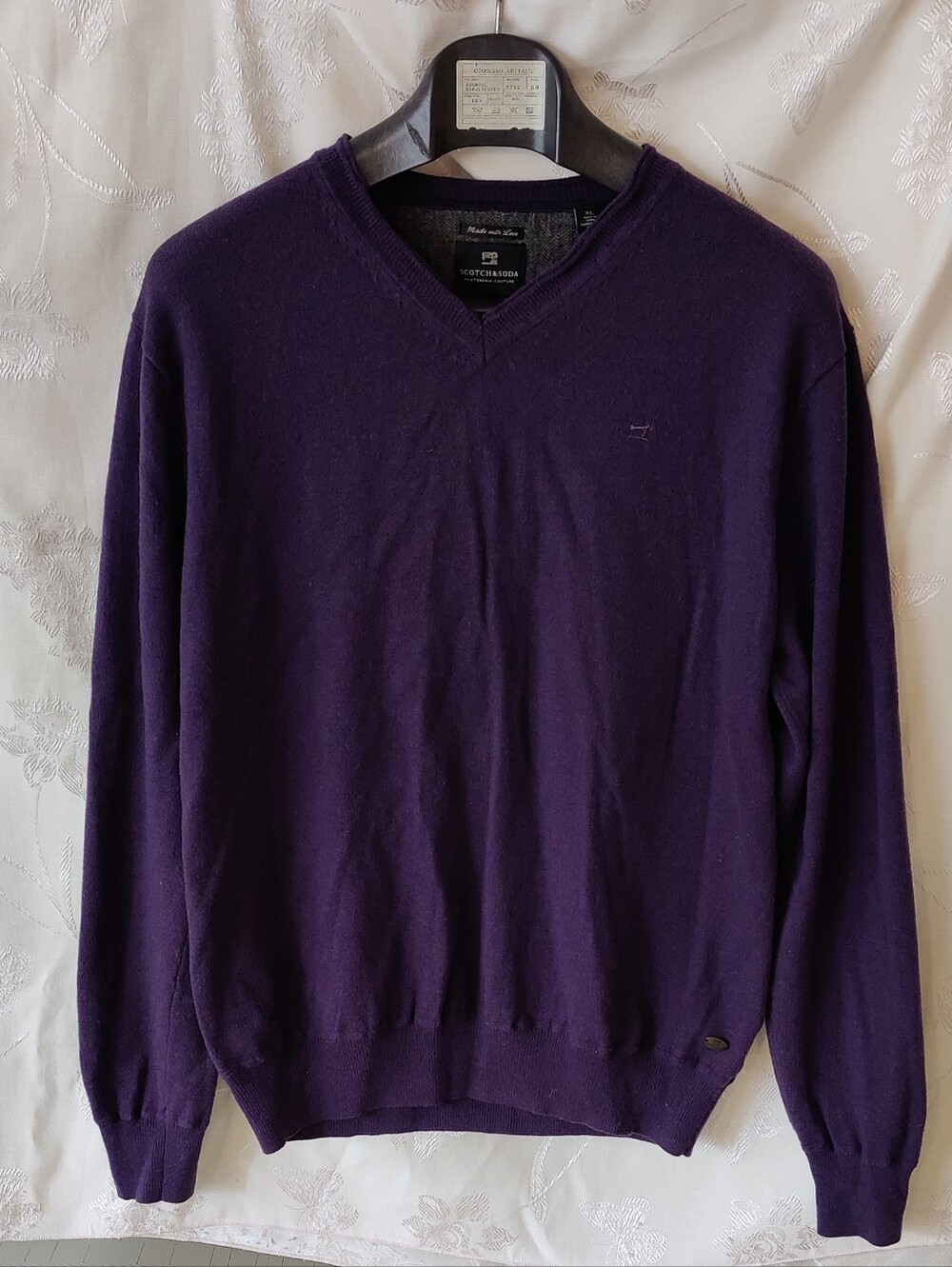 Scotch And Soda Mens V neck Sweater Purple Sz Xl